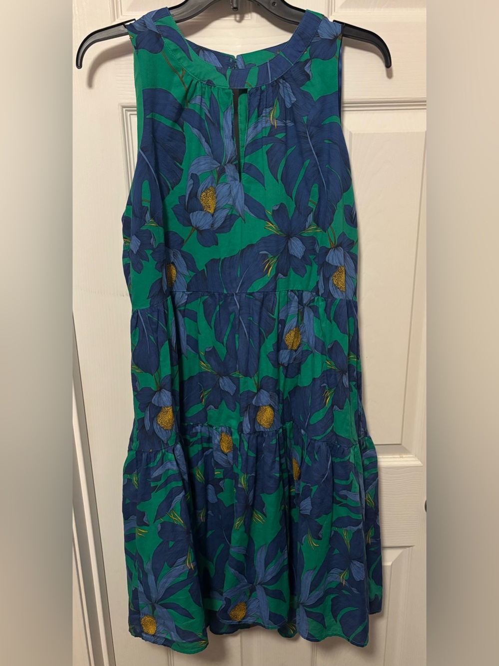 Tommy Hilfiger Green and Blue Floral Dress with Yellow Accents